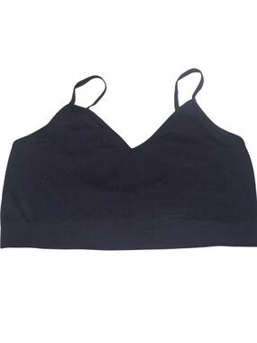 Real 3X Black Ribbed Cropped Tank Top V-neck